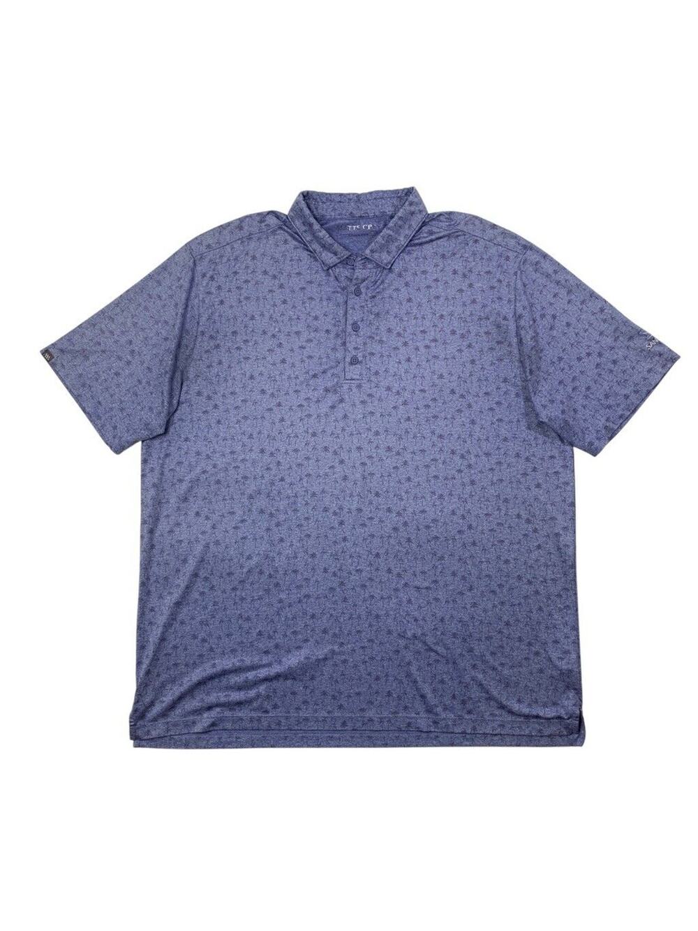 Matte Grey Polo Shirt Mens XXL Grape Mist Palm Tree Print Performance Santalu2